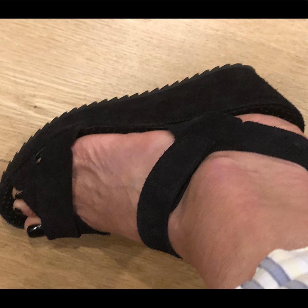 Pedro Garcia black wedge open toed sandals